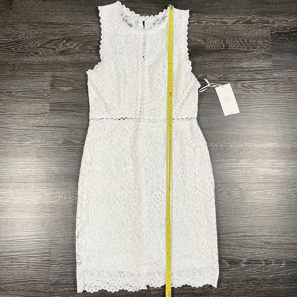 Blāshe‎ White Floral Lace Sleeveless Mini Sheath Dress NWT Size M Bridal Event - Picture 9 of 13